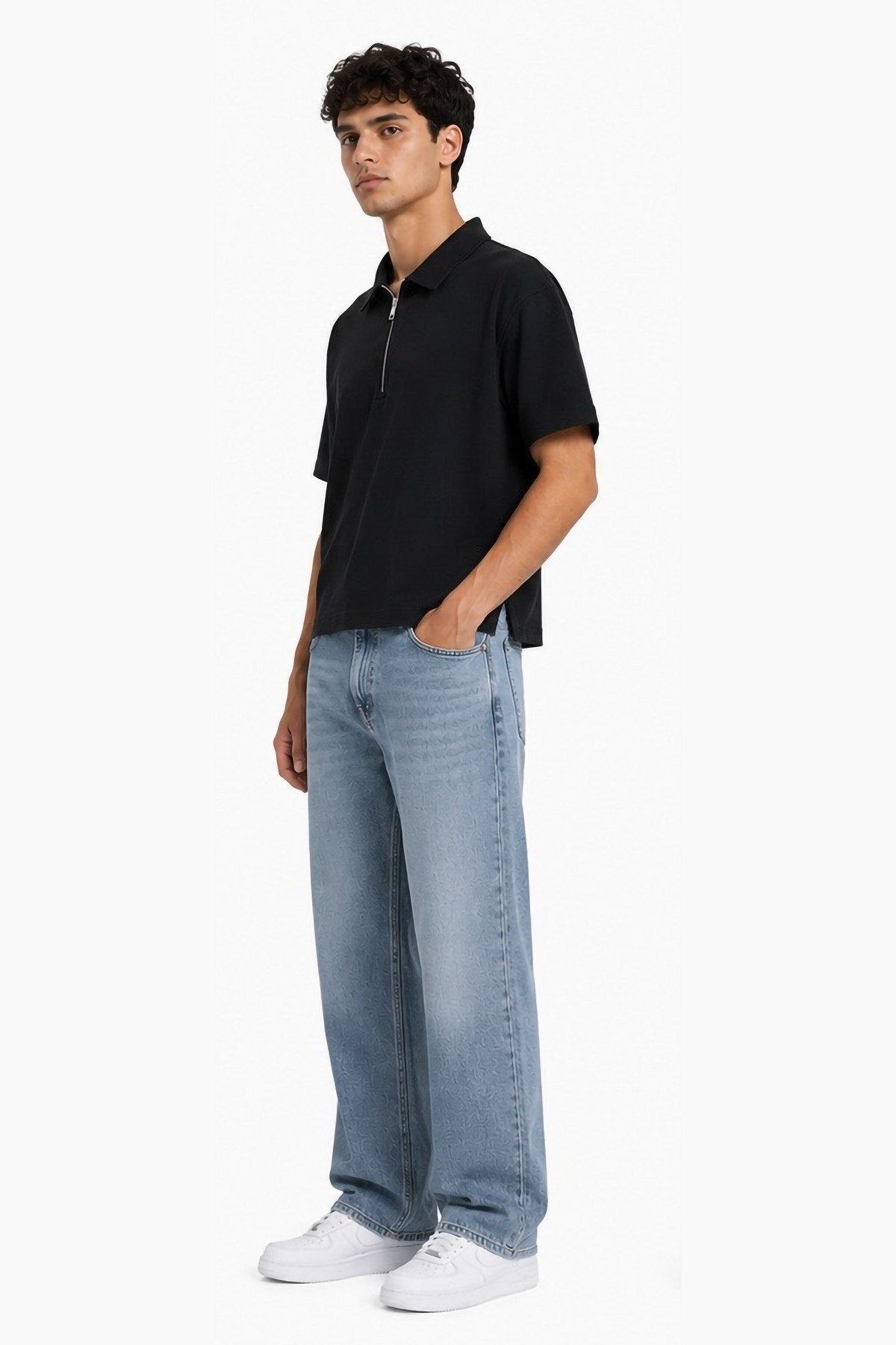 Black Zipper Linen Shirt