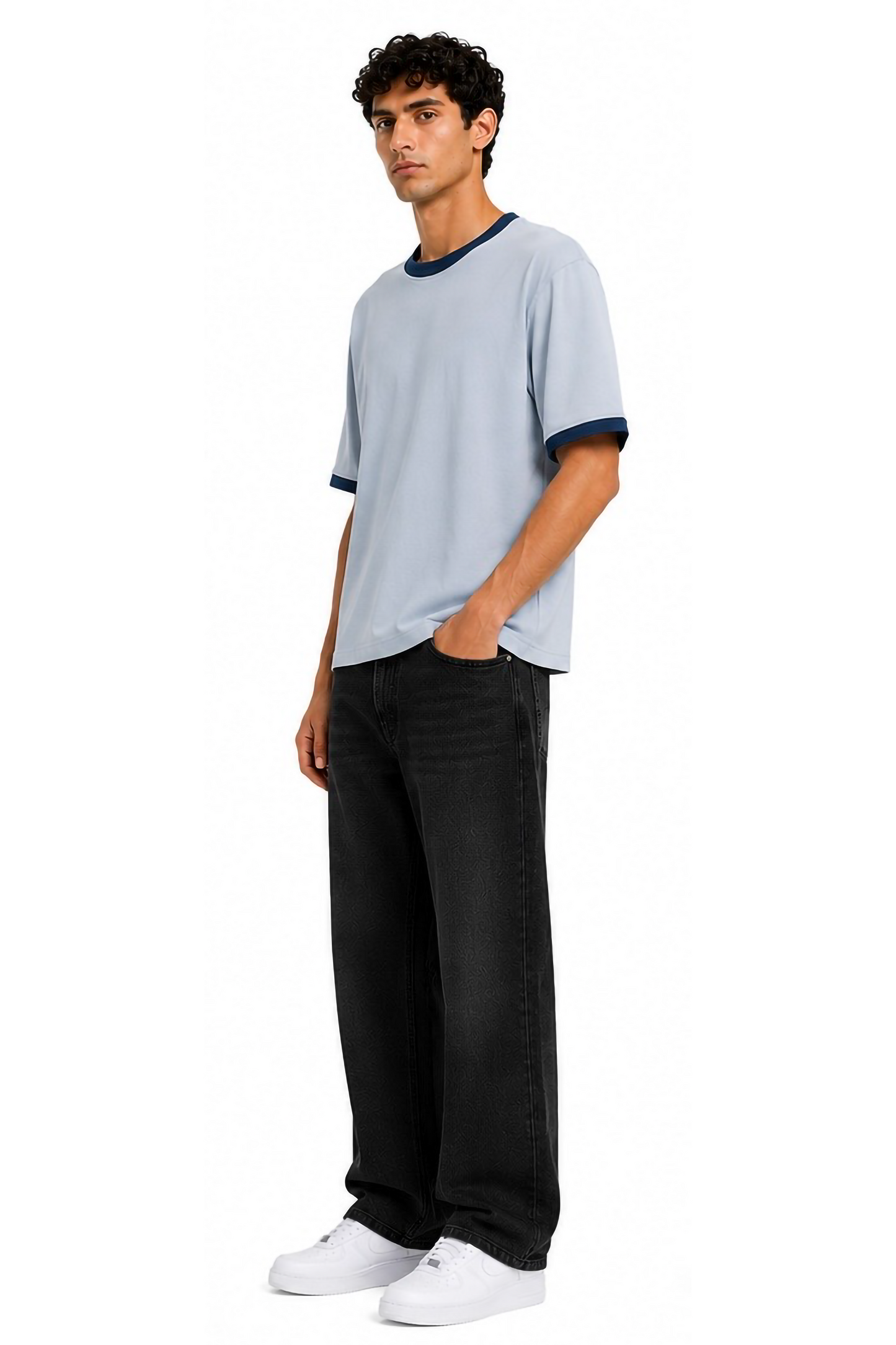 Contrast Collar Round T-Shirt