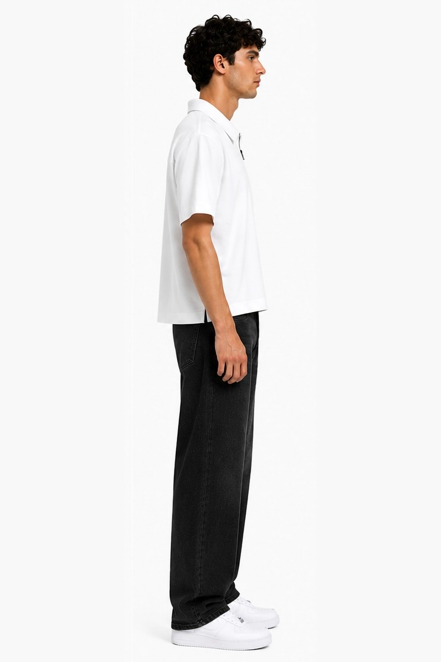 White Zipper Linen Shirt