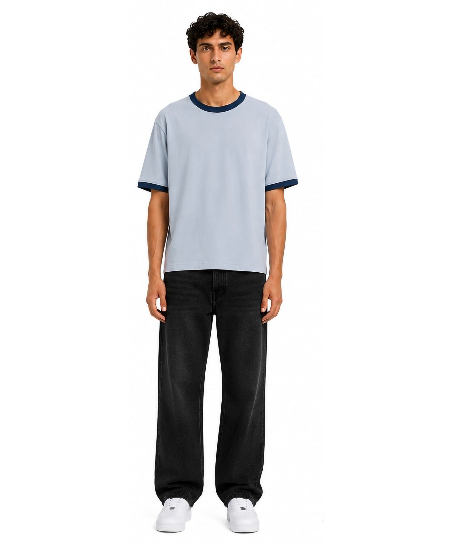Contrast Collar Round T-Shirt